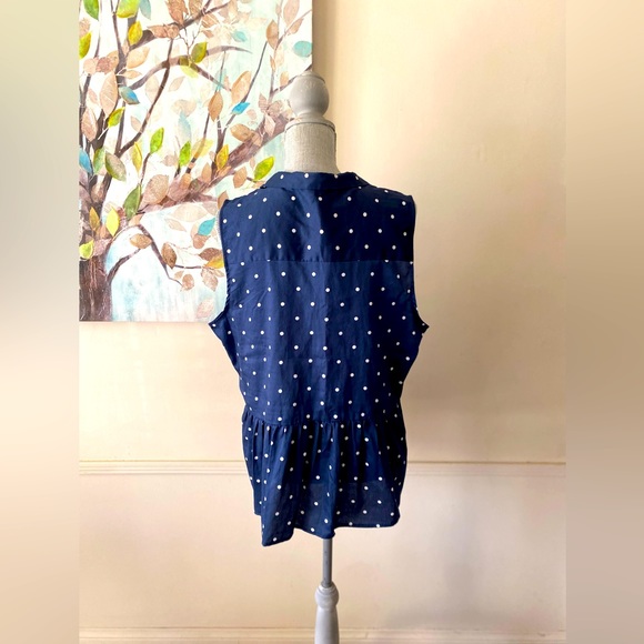 ELLE 💙🤍NAVY BLUE WITH WHITE🤍💙POLKA DOTS SLEEVELESS PLUS SIZE TOP XXL 🌟EUC🌟 - Picture 6 of 10